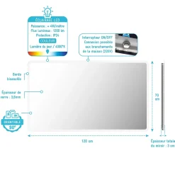 Miroir salle de bain avec eclairage LED - 120x70cm - GO LED