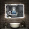 Miroir salle de bain Bluetooth 80x60cm tricolore avec loupe 3x, dimmable, mémoire et anti-buée, IP44 Miroir LED, AICA SANITAIRE