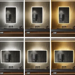 Miroir salle de bain BOLEO 80 x 120 cm LED lumineux 2100 lms anti-buée + réglage intensité & couleur - Saniverre