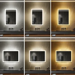 Miroir salle de bain BOLEO 60 x 80 cm LED lumineux 2100 lms anti-buée + réglage intensité & couleur - Saniverre