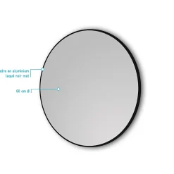 Miroir salle de bain circulaire 60cm de diametre - finition noir mat - RING DARK 60