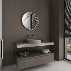 Miroir salle de bain circulaire - Diamètre 60cm - Finition cuivre