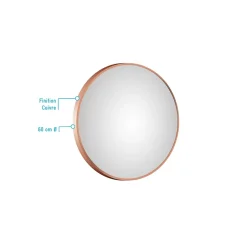 Miroir salle de bain circulaire - Diamètre 60cm - Finition cuivre