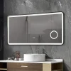 Miroir salle de bain LED 110x60cm anti buée avec cadre en aluminium noir et loupe x3 LB-4685B