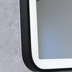 Miroir salle de bain LED 110x60cm anti buée avec cadre en aluminium noir et loupe x3 LB-4685B