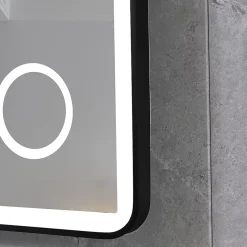 Miroir salle de bain LED 110x60cm anti buée avec cadre en aluminium noir et loupe x3 LB-4685B