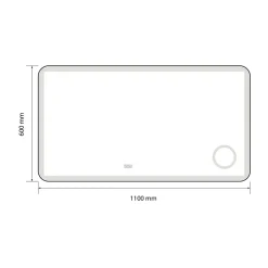 Miroir salle de bain LED 110x60cm anti buée avec cadre en aluminium noir et loupe x3 LB-4685B