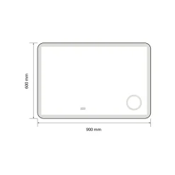 Miroir salle de bain LED 90x60cm anti buée avec cadre en aluminium doré et loupe x3 LB-4685G