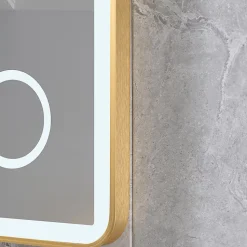 Miroir salle de bain LED 120x60cm anti buée avec cadre en aluminium doré et loupe x3 LB-4685G