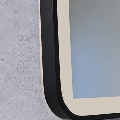 Miroir salle de bain LED 120x60cm anti buée avec cadre en aluminium noir et loupe x3 LB-4685B