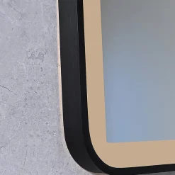 Miroir salle de bain LED 120x60cm anti buée avec cadre en aluminium noir et loupe x3 LB-4685B