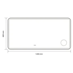 Miroir salle de bain LED 120x60cm anti buée avec cadre en aluminium noir et loupe x3 LB-4685B