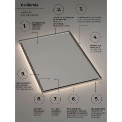 Miroir Salle de Bain LED Réglable 120x80cm - Or Brossé - Commandes Tactiles & Anti-Buée - CALIFORNIA LEDIMEX