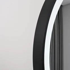 Miroir salle de bain LED ovale 110x60cm anti buée avec cadre en aluminium noir- LuxuryBain