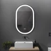 Miroir salle de bain LED ovale 50x80cm anti buée avec cadre en aluminium noir- LuxuryBain