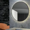 Miroir Salle de Bain LED Rétro-éclairé Réglable D60cm - Noir Mat - Commandes Tactiles & Anti-Buée - FUN LEDIMEX