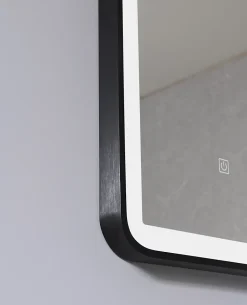 Miroir salle de bain LED 60x80cm anti buée avec cadre en aluminium noir et loupe grossissante x3 LuxuryBain