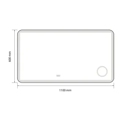 Miroir salle de bain LED 110x60cm anti buée avec cadre en aluminium doré et loupe x3 LB-4685G