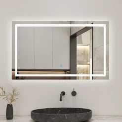 Miroir salle de bain led anti-buée, avec éclairage LED 110 x 80cm réversible, IP44 commande par effleurement, AICA SANITAIRE