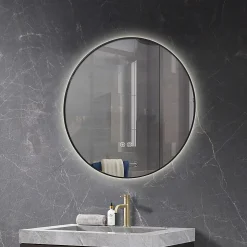 Miroir salle de bain LED rond 90cm anti buée avec cadre noir LB-4647BA