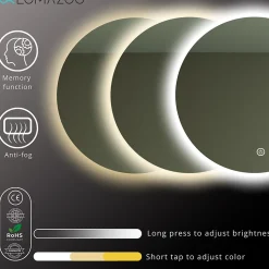 Miroir salle de bain LOMAZOO Dallas avec LED 80 cm rond