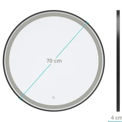 Miroir salle de bain LOMAZOO Bologna avec LED 70 cm rond Noir