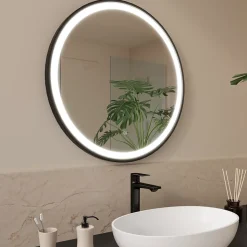 Miroir salle de bain LOMAZOO Bologna avec LED 70 cm rond Noir