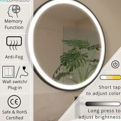 Miroir salle de bain LOMAZOO Bologna avec LED 70 cm rond Noir