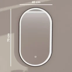 Miroir salle de bain LOMAZOO Frankfurt avec LED 40x70 cm ovale noir