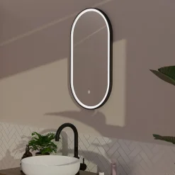 Miroir salle de bain LOMAZOO Frankfurt avec LED 40x70 cm ovale noir