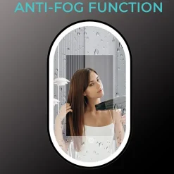 Miroir salle de bain LOMAZOO Dortmund avec LED 40x70 cm ovale noir