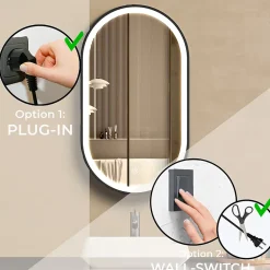Miroir salle de bain LOMAZOO Dortmund avec LED 40x70 cm ovale noir