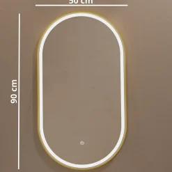 Miroir salle de bain lumineux LED LOMAZOO Hamburg 50x70 cm ovale doré