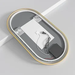 Miroir salle de bain lumineux LED LOMAZOO Hamburg 50x70 cm ovale doré
