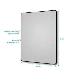 Miroir salle de bain rectangle 60x80cm - encadrement en aluminium - HOB 60