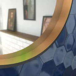 Miroir salle de bain rond - diamètre 55cm - noir mat et finition bronze - CIRCLE HORUS