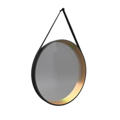 Miroir salle de bain rond - diamètre 55cm - noir mat et finition bronze - CIRCLE HORUS