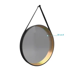 Miroir salle de bain rond - diamètre 55cm - noir mat et finition bronze - CIRCLE HORUS