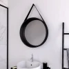 Miroir salle de bain Rond type Barbier - Noir - Diamètre 50 cm