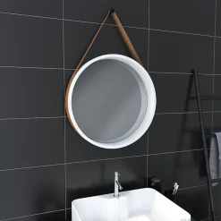 Miroir salle de bain rond type barbier diamètre 50 cm - BARBER WHITE