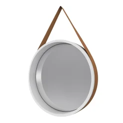 Miroir salle de bain rond type barbier diamètre 50 cm - BARBER WHITE