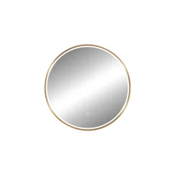 Miroir salle de bains éclairant à LED cadre doré rond Ø60 cm, anti-buée, MPGlass Céleste