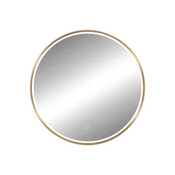 Miroir salle de bains éclairant à LED cadre doré rond Ø80 cm, anti-buée, MPGlass Céleste
