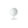 Miroir salle de bains grossissant, rond, à poser, en métal blanc