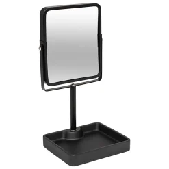 Miroir salle de bains grossissant x3 et pivotant en métal noir avec plateau l.15,2 x H.30 x P.12,8 cm, 5Five Simply Smart Glass