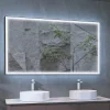 Miroir Salle de Bains Lumineux SUIZA Anti-Buée et Eclairage Frontal Triled Tactile On/Off Noir Mat 70x80cm LEDIMEX