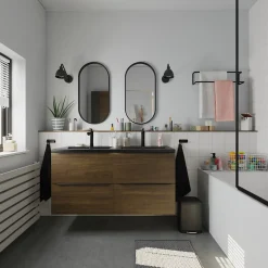 Miroir salle de bains oblong 40x80 cm Tisa noir
