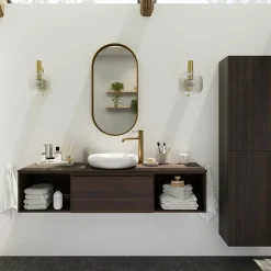 Miroir salle de bains oblong 40x80 cm Tisa doré
