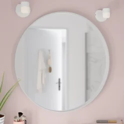 Miroir salle de bains rond Ø80 cm, blanc, Tisa