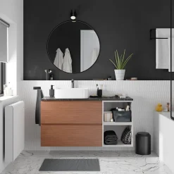 Miroir salle de bains rond diamètre 80 cm Tisa noir